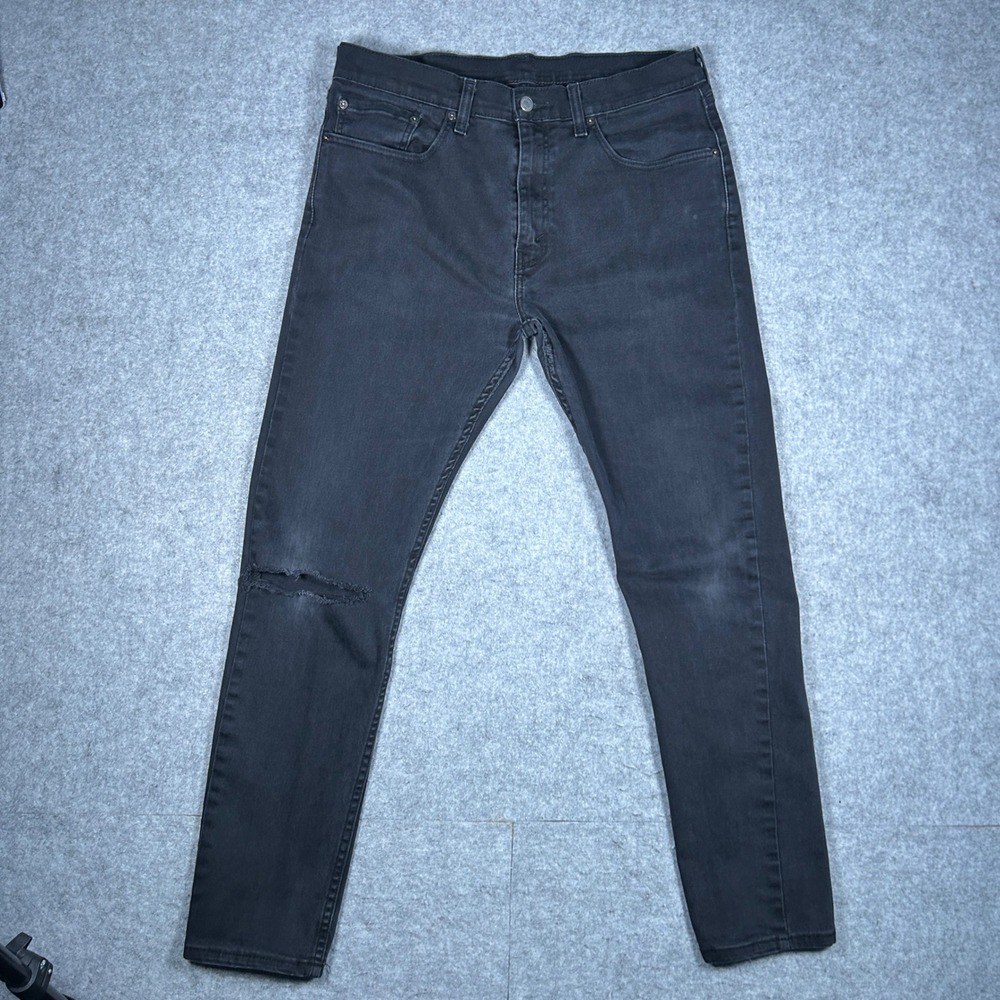 Levi's Denim Jeans Mens 34x34 Black 512 Slim Taper Distressed Stretch Casual